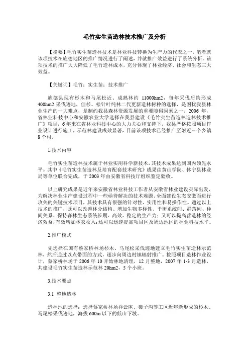 毛竹实生苗造林技术推广及分析