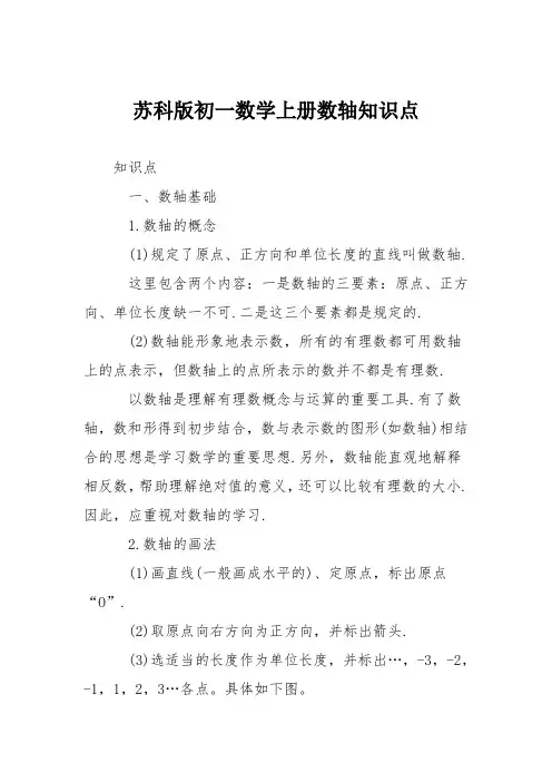 苏科版初一数学上册数轴知识点