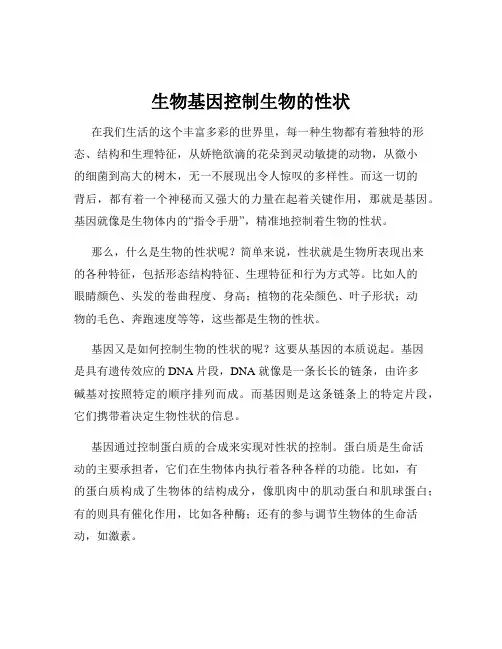 生物基因控制生物的性状