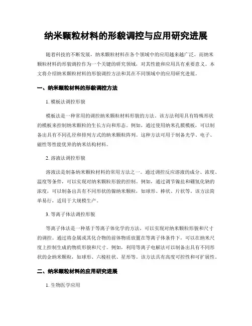 纳米颗粒材料的形貌调控与应用研究进展