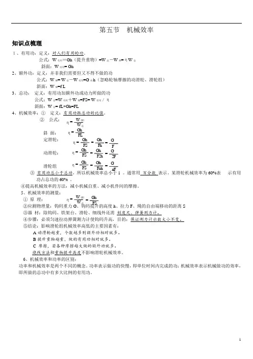 机械效率知识点及同步练习
