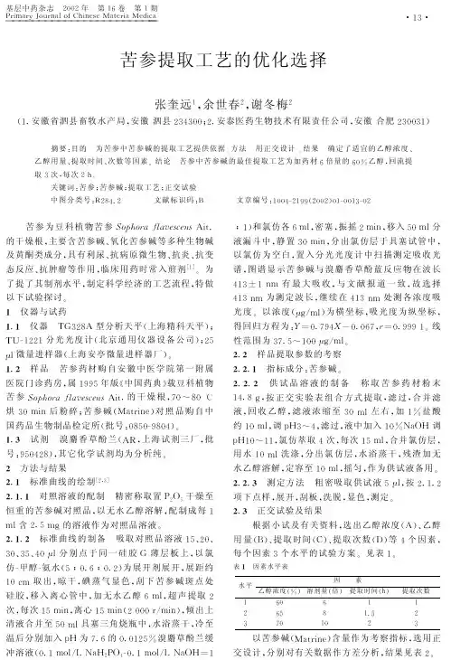 苦参提取工艺的优化选择