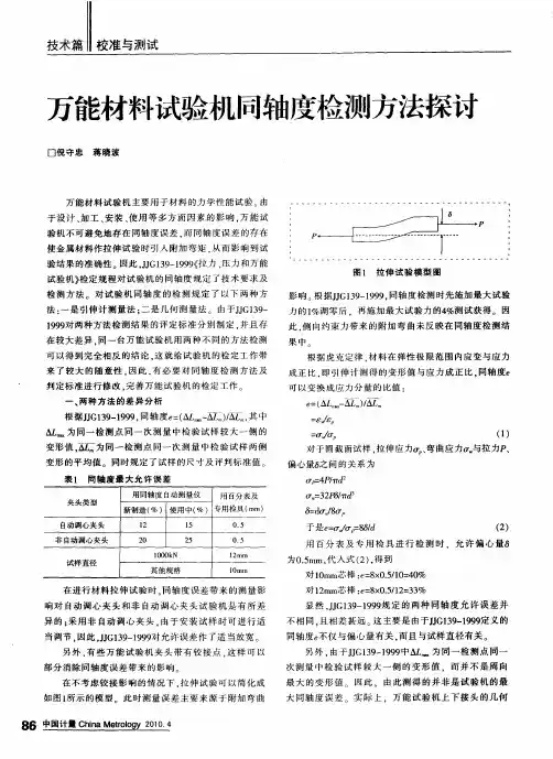 万能材料试验机同轴度检测方法探讨