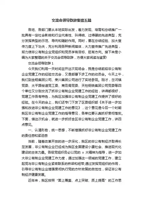交流会领导致辞集锦五篇