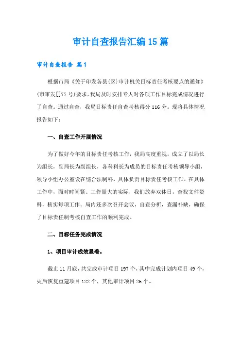 审计自查报告汇编15篇