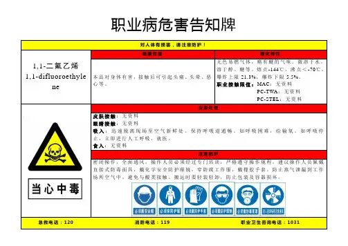1-1-二氟乙烯-职业病危害告知牌