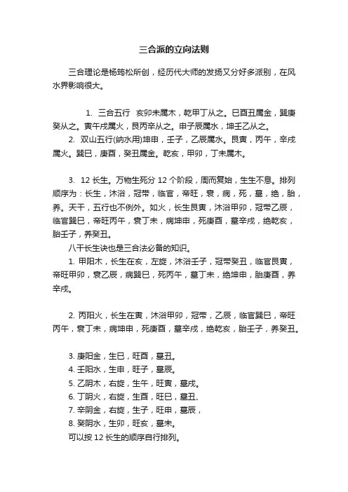 三合派的立向法则