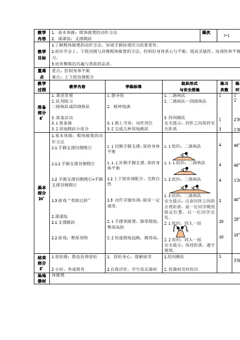 基本体操体育教案