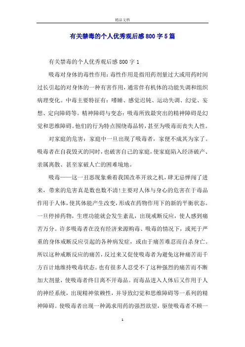 有关禁毒的个人优秀观后感800字5篇