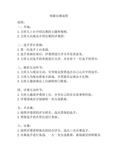 唱歌比赛流程