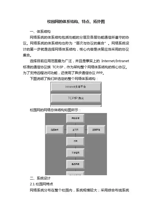 校园网的体系结构、特点、拓扑图
