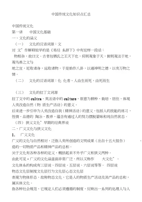 中国传统文化的知识点汇总