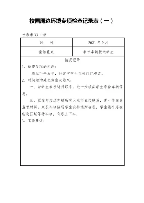 校园周边环境专项检查记录表