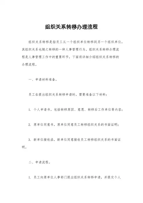 组织关系转移办理流程
