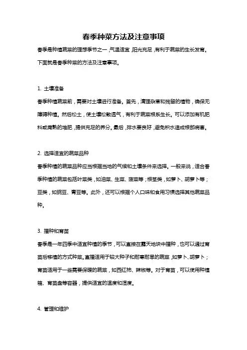 春季种菜方法及注意事项
