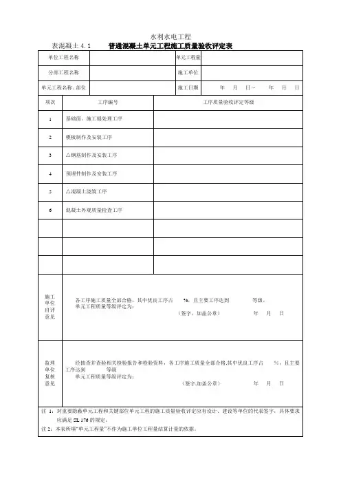 水利水电工程施工质量评定表(示例)..