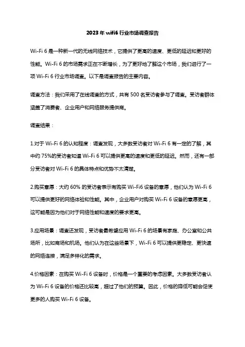 2023年wifi6行业市场调查报告