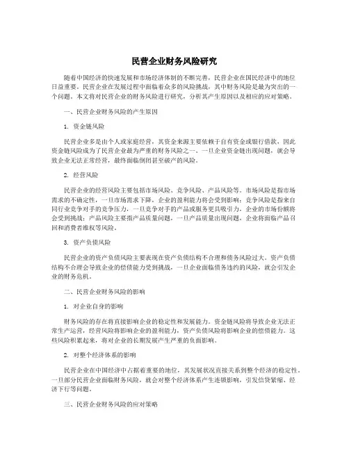 民营企业财务风险研究