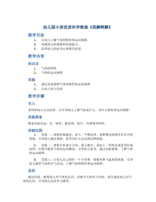 幼儿园小班优质科学教案《我飘啊飘》
