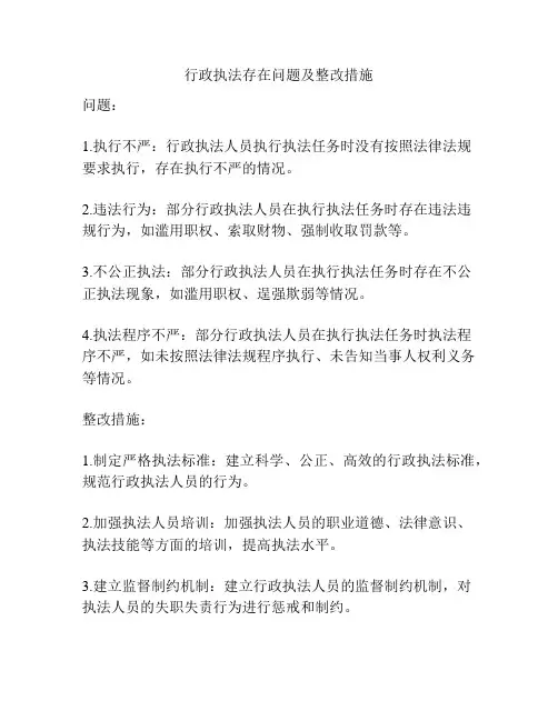 行政执法存在问题及整改措施
