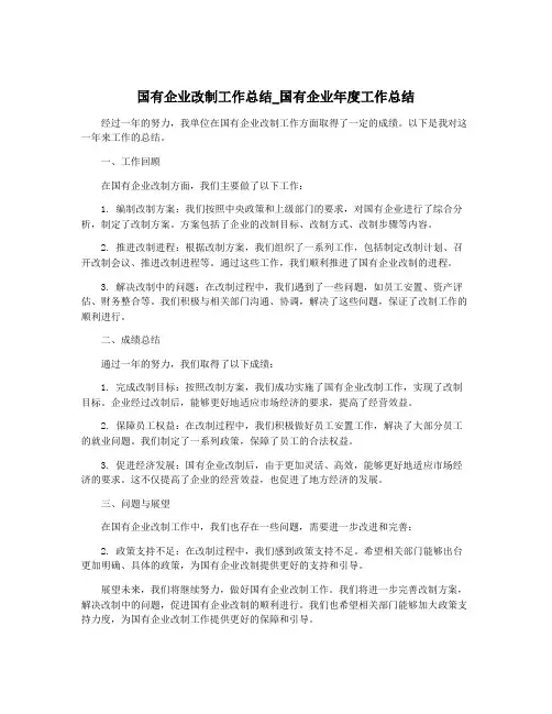 国有企业改制工作总结_国有企业年度工作总结
