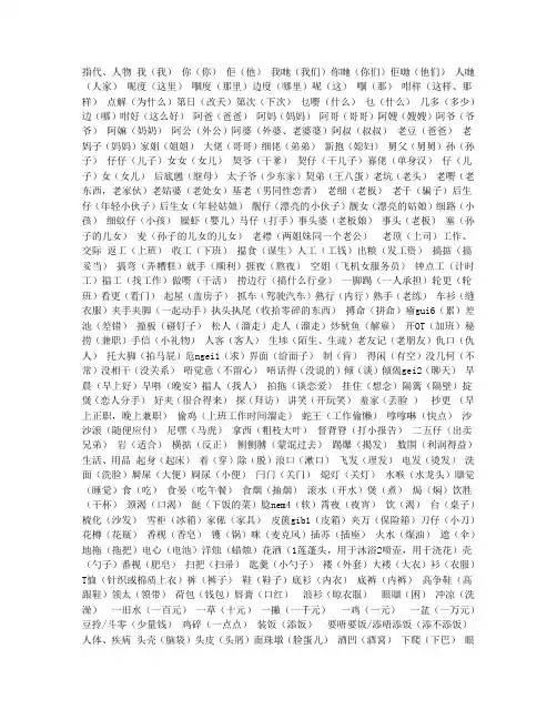 粤语常用字