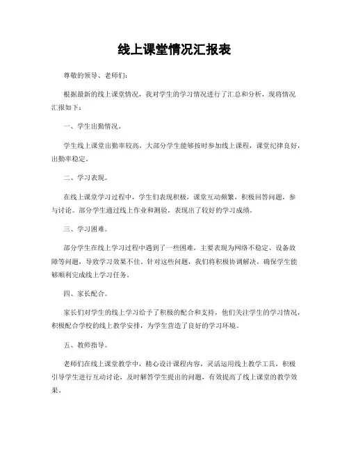 线上课堂情况汇报表