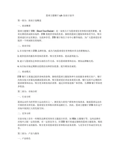 篮球主题餐厅syb创业计划书