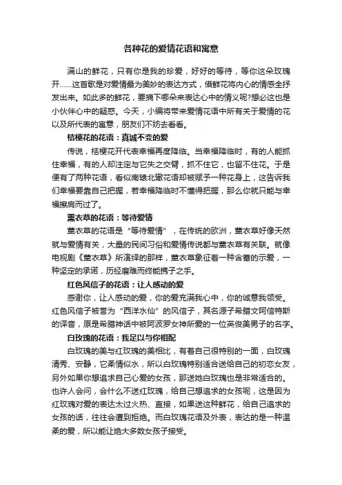 各种花的爱情花语和寓意