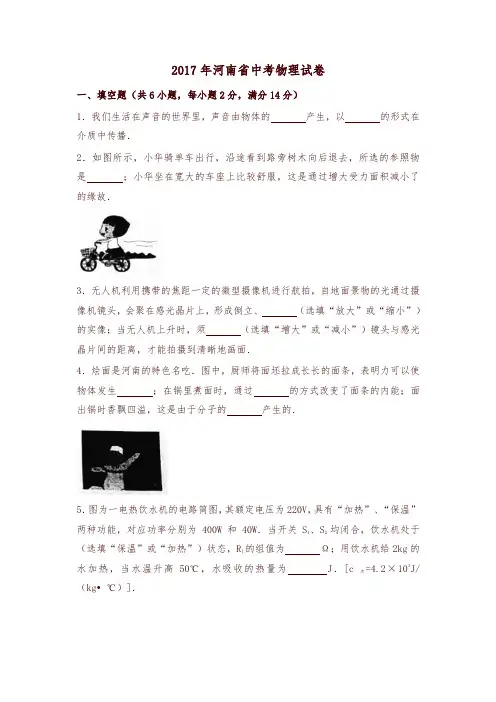 河南省2017中考物理试题含答案(版含解析)【精】
