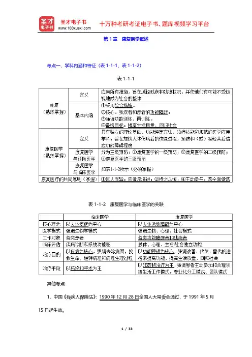 康复医学治疗技术(师)考试考点手册(基础知识1-5章)【圣才出品】