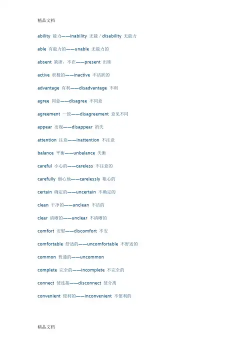 反义词前后缀(部分整理讲解学习
