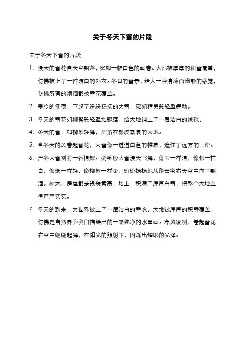 关于冬天下雪的片段