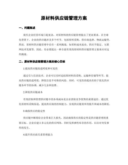 原材料供应链管理方案