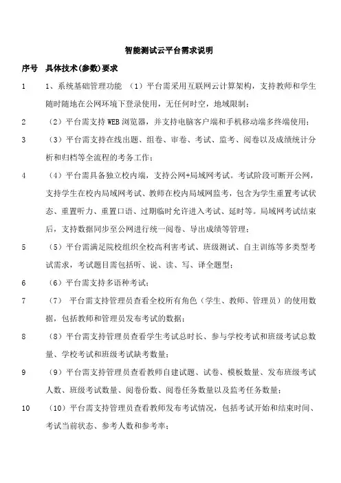 智能测试云平台需求说明