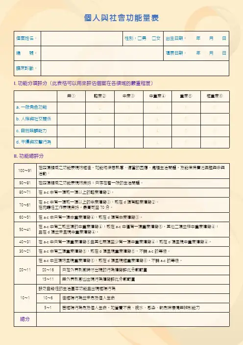 个人与社会功能量表