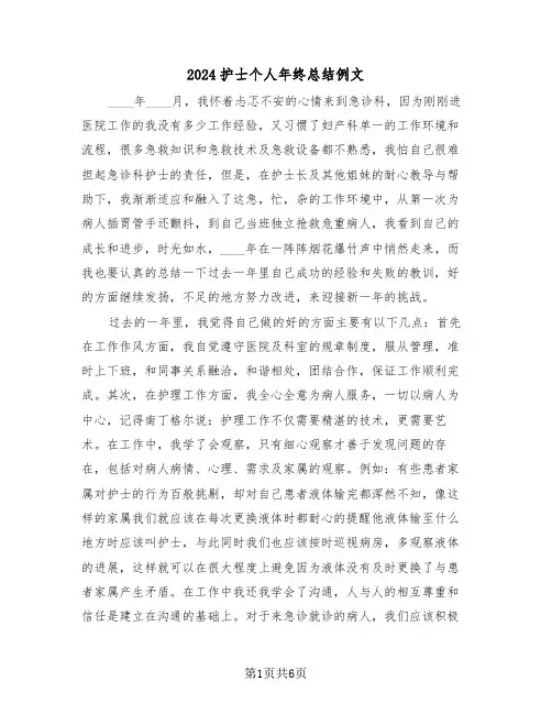 2024护士个人年终总结例文(3篇)