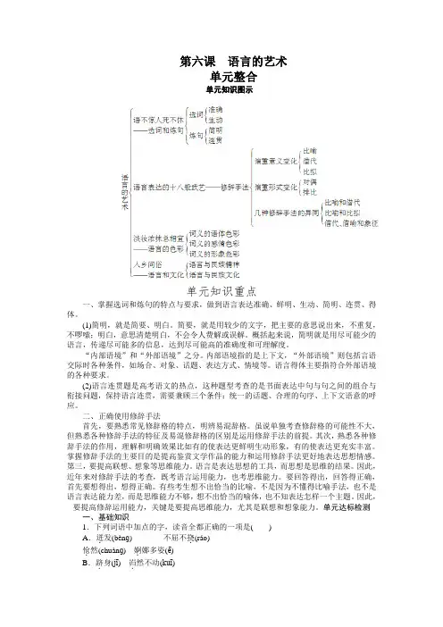 人教版选修《语言文字运用》第六课-单元整合与过关检测(附答案)