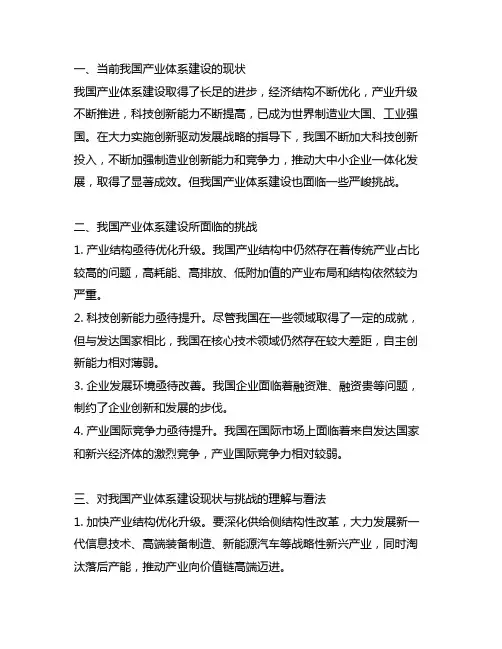 对我国产业体系建设的现状与挑战的理解与看法