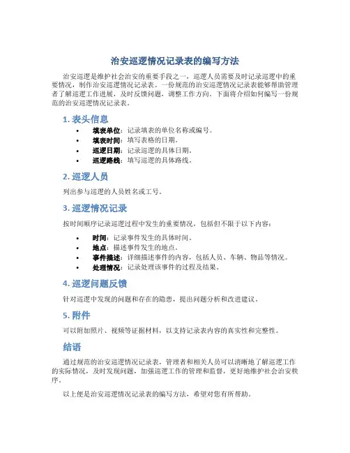 治安巡逻情况记录表怎么写