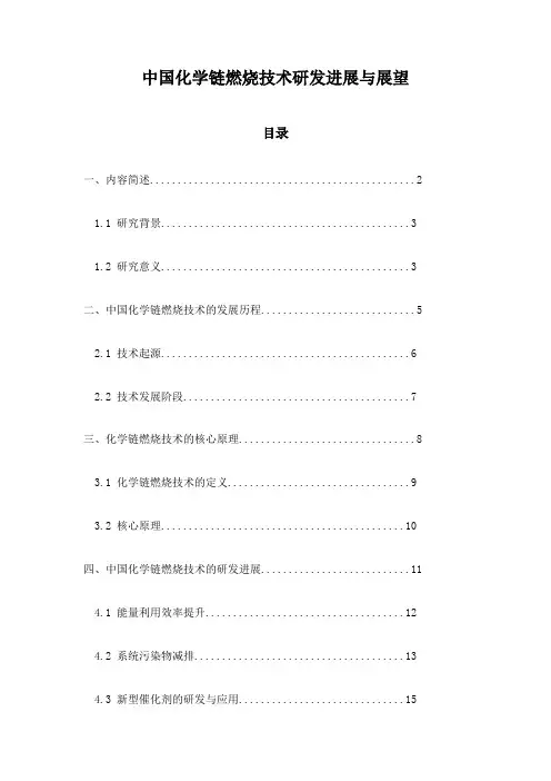 中国化学链燃烧技术研发进展与展望