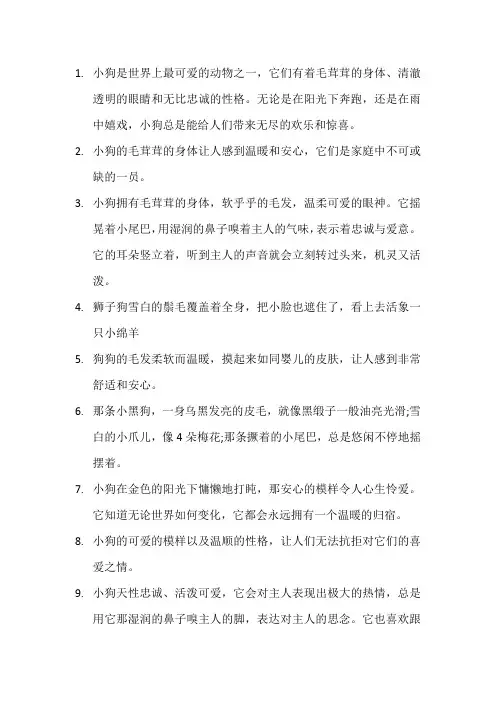 描写小狗的优美句子