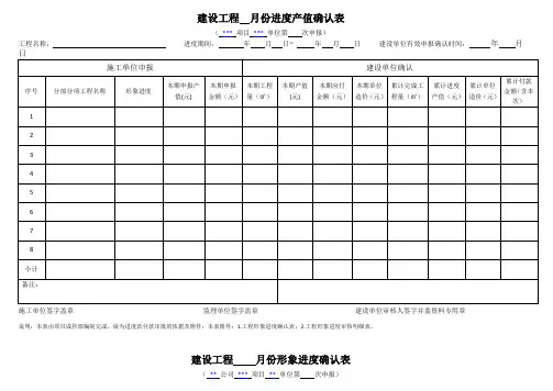 工程进度产值确认表