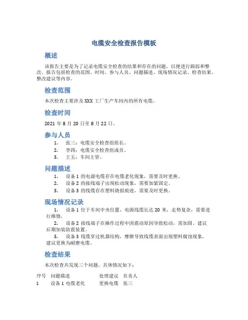 电缆安全检查报告模板