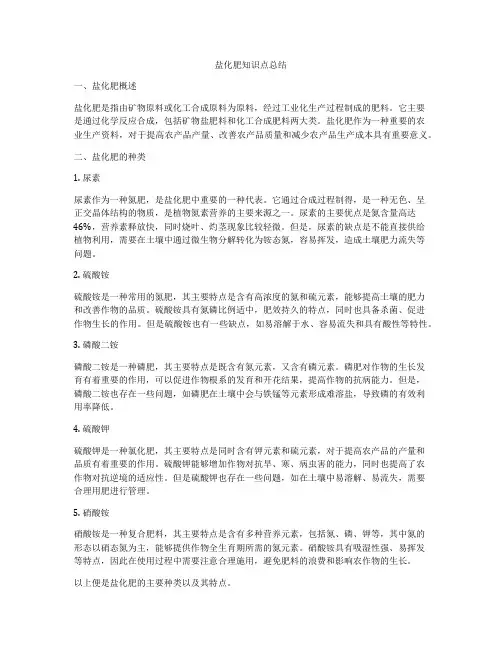 盐化肥知识点总结