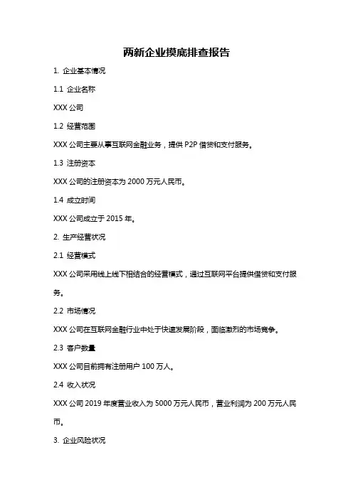 两新企业摸底排查报告