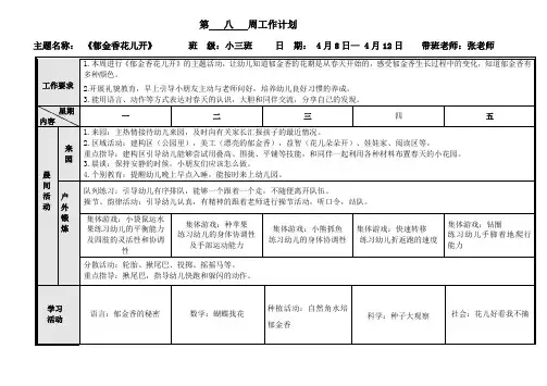 第八周周计划