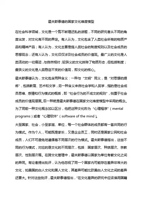 霍夫斯泰德的国家文化维度模型