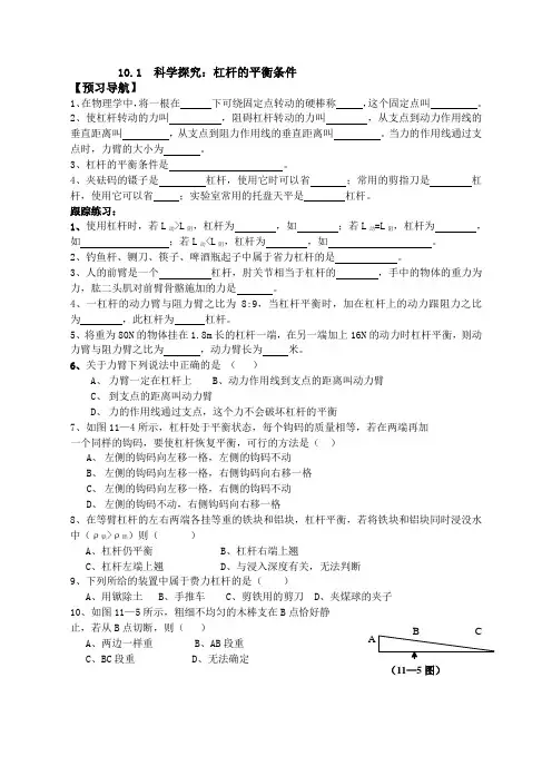 杠杆的平衡条件导学案
