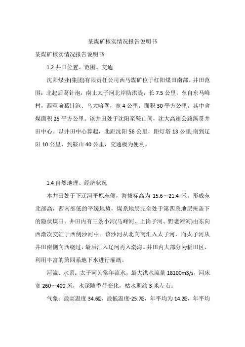 某煤矿核实情况报告说明书
